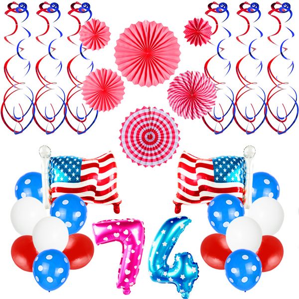 

independence day balloon set aluminum foil balloon number 7 4 letter usa flag sequin balloons birthday wedding party decoration vt0247
