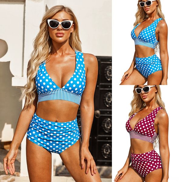 

7uwzw 2020 high waist split polyester printed polka dot multicolor 2020 high waist split polyester printed polka swimsuit dot multicolor swi, White;black