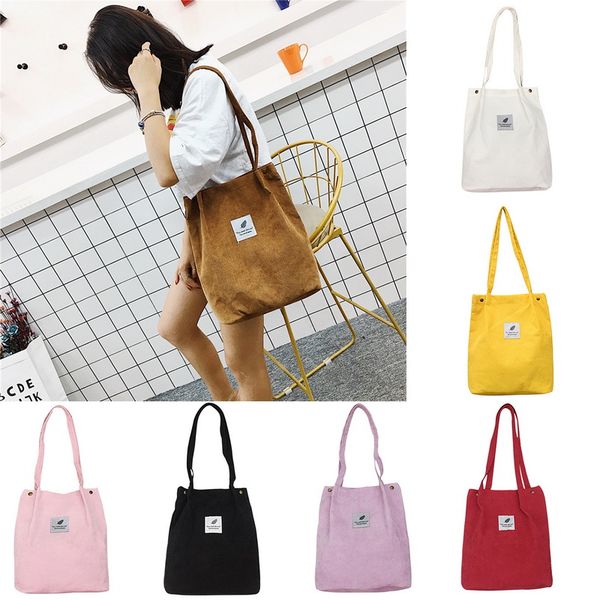 

women corduroy shoulder bags environmental shopping pack girls casual messenger bags large capacity ladies handbags