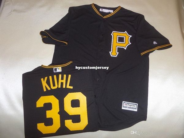

custom mens majestic pittsburgh #39 chad kuhl baseball cool base jersey blk mens stitched jerseys big and tall size xs-6xl for sale, Black;blue