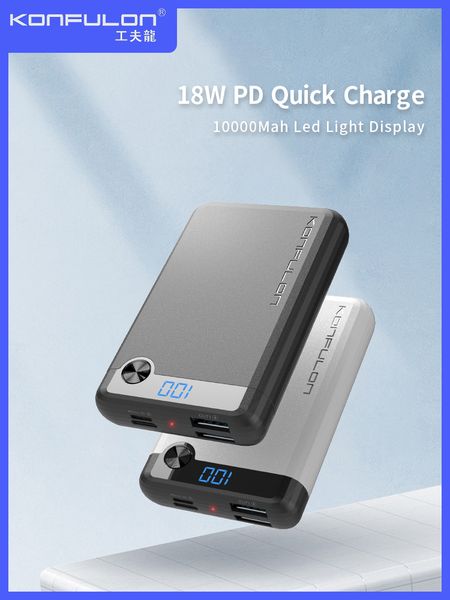 

dropshipping qc 3.0 power bank10000mah 18w pd poverbank external battery charger 10000mah powerbank for xiaomi mi 9 8 iphone q11