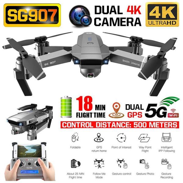 

GPS Drone с 4K 1080P HD двойной камеры 5G Wi-Fi RC Quadcopter оптического потока Positioning Складная Mini Drone VS E520S E58 MX191220