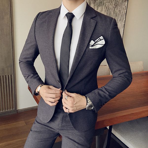 

jacket+vest+trousers) traje formal hombre man solid color one button 3picees suits male slim casual formal wear, White;black