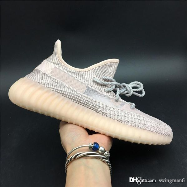 

authentic y350 v2 static reflective synth antlia lundmark black running shoes 3m kanye west bred man woman fashion designer sneakers