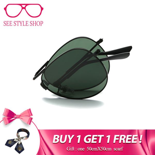 

gysnail pilot folding sunglasses men polarized women fashion brand vintage foldable sun glasses for women oculos 2018, White;black