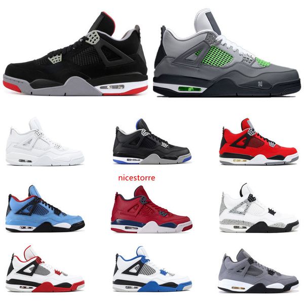

air 4 men basketball shoes 4s bred neon what the alternate fire red cool grey sports sneakers size 7-13