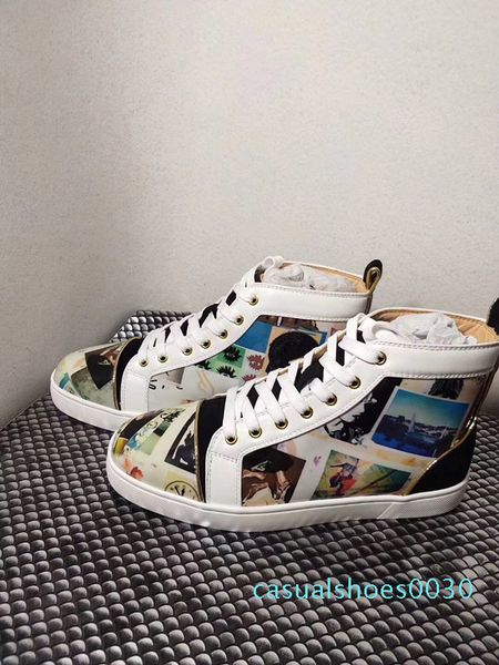 

original vogue new graffiti red bottom sneakers for men women luxury designer golden studded spikes flat mens casual trainers 30c, Black