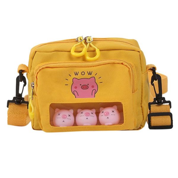 

korean style women bags preppy canvas shoulder bag for girl female cartoon cute small square bag messenger sac a main femme
