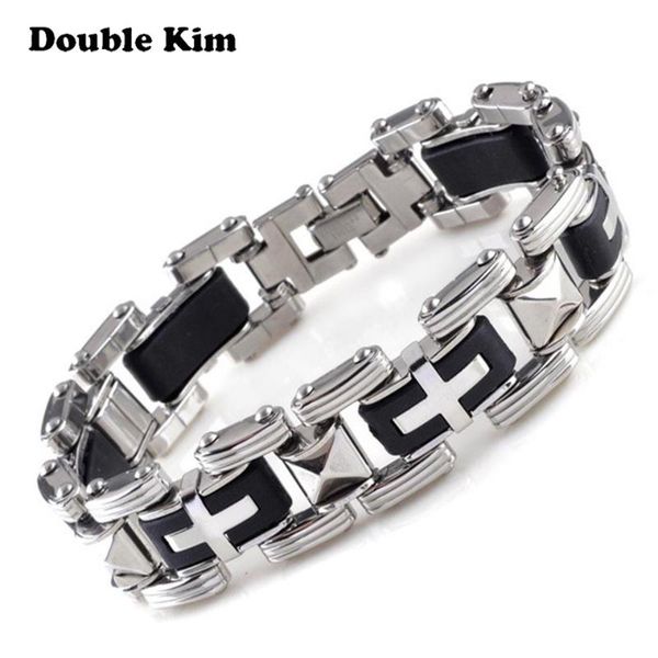 

classic men bible prayer cross for men titanium stainless steel bracelet male christ fashion jewelry anniversary, Black