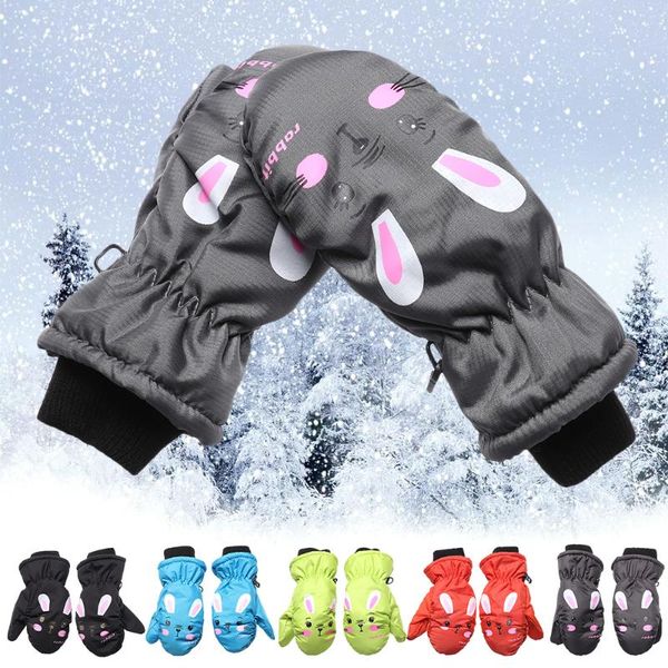 

new 0-5 years old cute cartoon children ski gloves winter thick velvet knitted mittens waterproof non-slip lovely gloves
