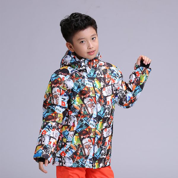 

new gsou snow children's ski suit outdoor winter windproof waterproof warmth breathable ski jacket for boy size xs-l