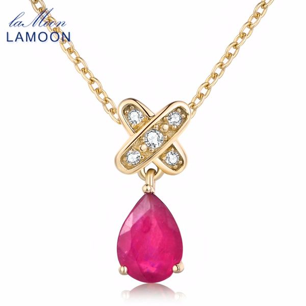 

lamoon fine ruby jewelry 925 sterling silver pendant necklaces for women tears of lovers natural water drop party necklace ni034