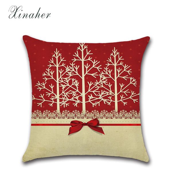 

christmas series christmas tree bow red linen hug pillowcase cushion cover home car cushion cover