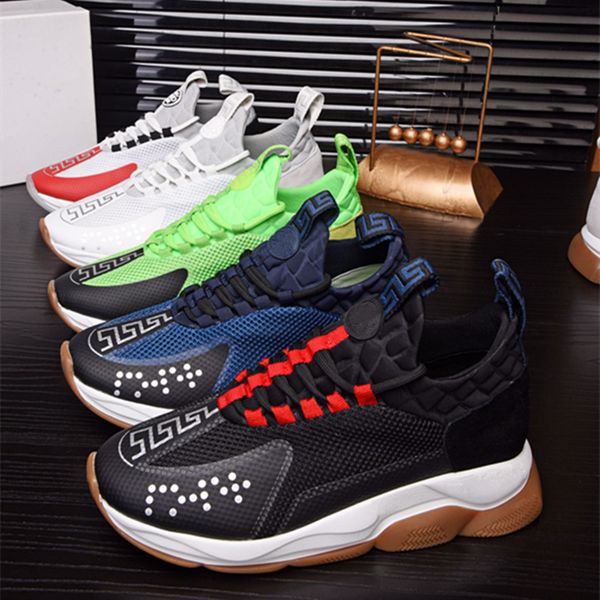

new arrival 2019 chain reaction casual designer sneakers sport fashion men women casual shoes trainer lightweight link-embossed sole sneaker, Black