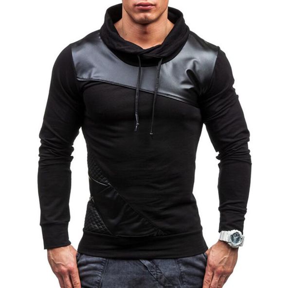 

new show thin men's sweater european and american style men's stitching sweater male three colors optional, Black