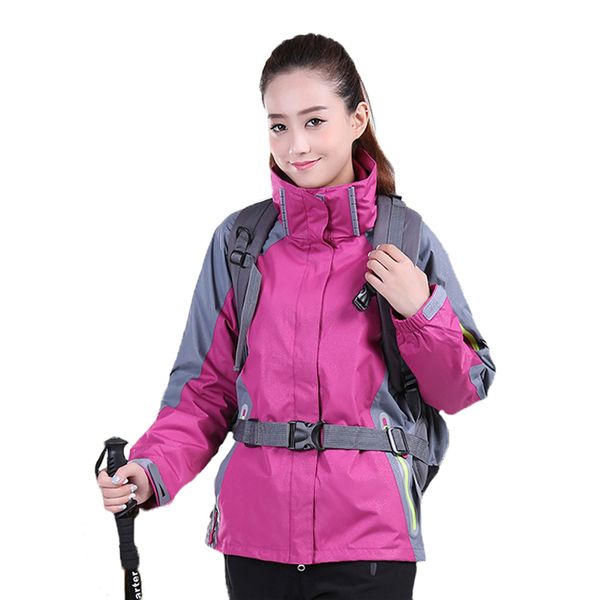 

2019 women winter outdoor hiking jacket fleece thermal waterproof windproof coat sports camping 3 in 1 trekking skiing jackets, Blue;black