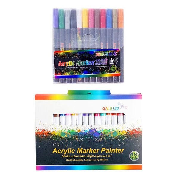 

12/18 colors acrylic paint marker pen set for diy glass ceramic rock wood