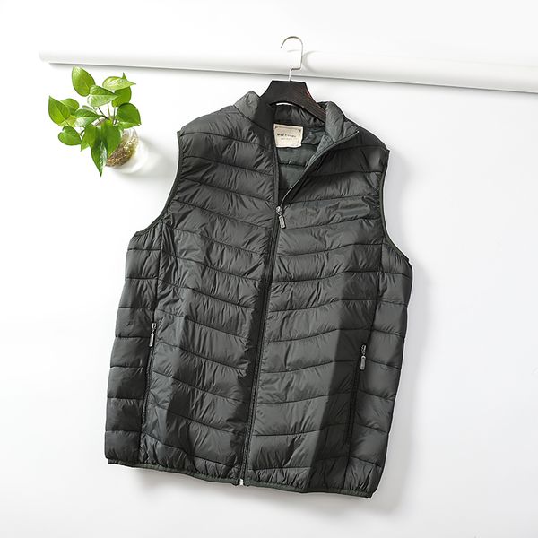 

good quality autumn and winter men's thin stand collar cotton vest zipper cardigen vest plus size solid color warm coat tb3857, Black;white