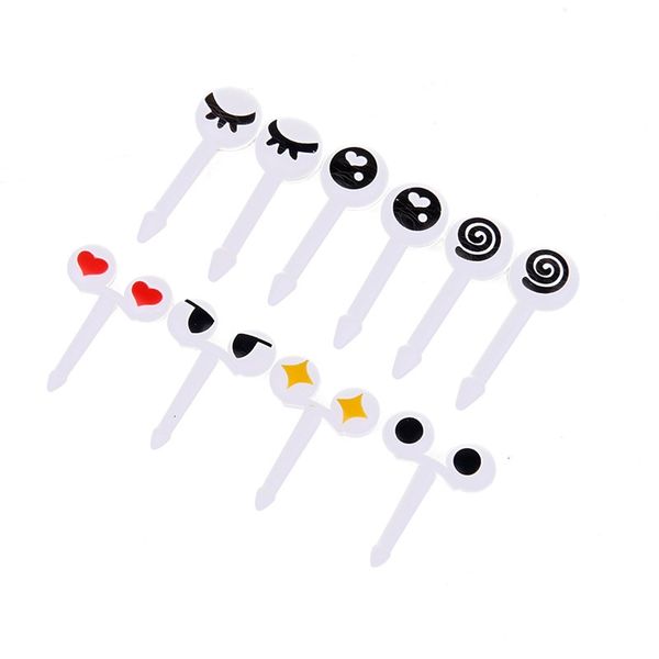 

new 10pcs / set mini eye fruit fork reusable plastic fruit fork decorative sticks children lunch bento box accessories kitchen a