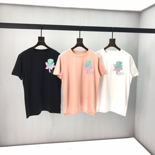 

Ins Горячей Европа и Франция 2020 весной и летом мода унисекса градиент высокого качества трехмерного цветок печать улица топ футболки