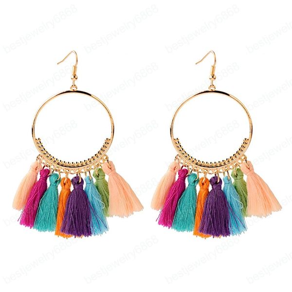 

vintage bohemian boho tassel dangle hanging earrings for women classic trendy jewelry female fringe earrings accessories, Golden