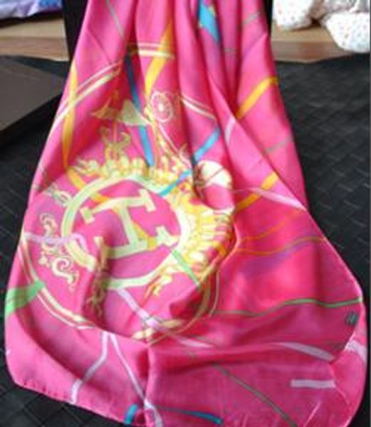 

brand silk scarf for women 2019 spring summer design floral flower silk long scarves shawlswith tag 180x70 q6310, Blue;gray