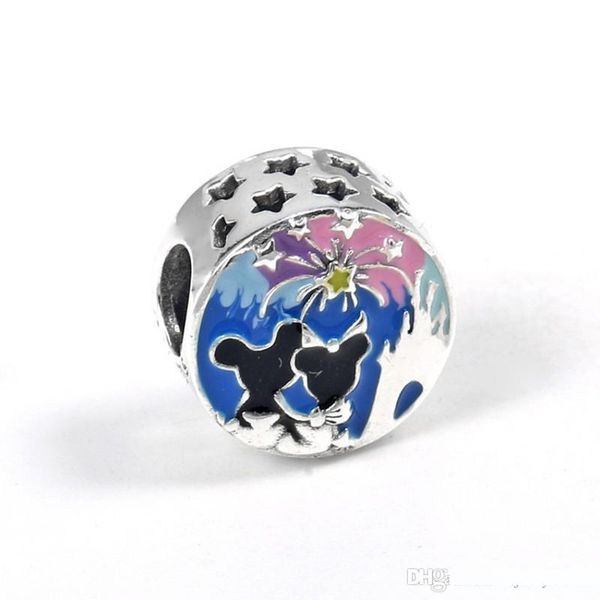 

2019 new 100% 925 sterling silver bead charm openwork star blue enamel cartoon happy ever after beads fit pandora bracelet diy jewelry, Black