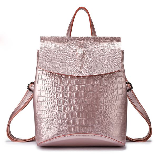 

women backpack split leather female crocodile prints large multifunctional bag mochila school shoulder bags
