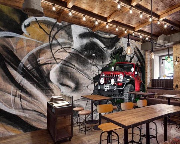 

3d home обоев автомобиля разбитой стене 3d личность обои ктв фона стена hd улучшенный интерьер декорации обои