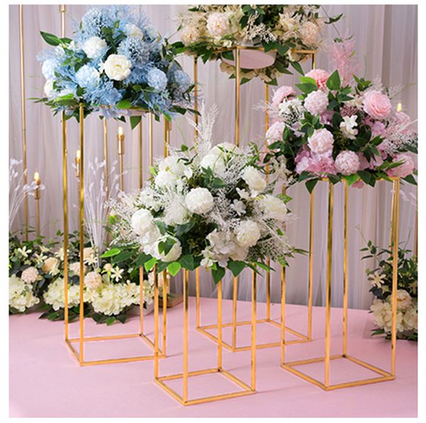 10PCS Hochzeit Desktop Center Vase Boden Vase Beschichtung Prozess Metall Straße Führenden Rahmen Party Dekoration