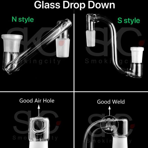 Neues Dropdown -Glasadapter männlich bis männlich weiblich 14 mm 18mm Glas Dropdown -Adapter Glas DAB Rig Öl Bigs Bong -Adapter