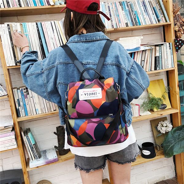 

anti-theft travel backpack female 2020 new fashion colorful backpack korean oxford cloth leisure multifunctional