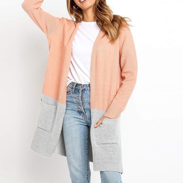 

women's knits & tees cardigan women sweaters 2021 autumn winter stitching knitted casual female slim v neck coats, White