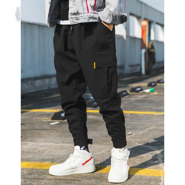 

januarysnow brand designer men black joggers pants summer 2020 mens big pockets ankel cargo pants male spring streetwear overalls sweatpants