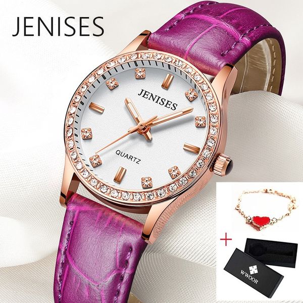 

fashion quartz watch women waterproof watches bracelet watch ladies purple 2019 woman clock leather relojes para mujer, Slivery;brown