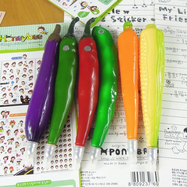 

1pcs dark blue ink fruits vegetables shape ballpoint pen student gifts office school supplies rollerball pen, Blue;orange