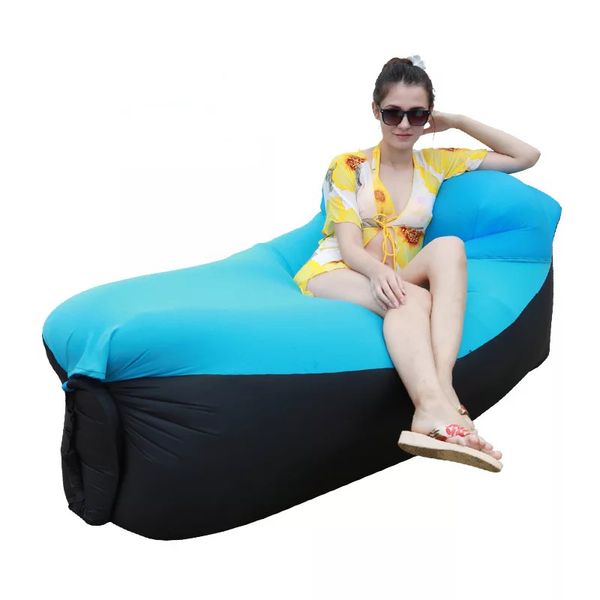 

2020 250*85cm color matching pillows outdoor portable lazy foldable inflatable sofa