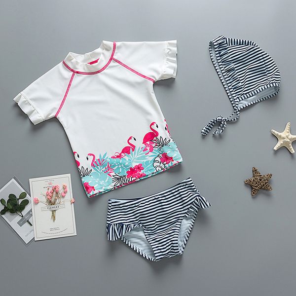 

children bikini swimsuit striped girl flamingo split set infant spring holiday swimwear for summer beach surfing clothes