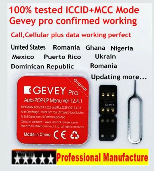 

ОБНОВЛЕНО Gevey pro ICCID + MCC Mode Универсальная разблокировка iphone Nano iccid Карта разблокиро