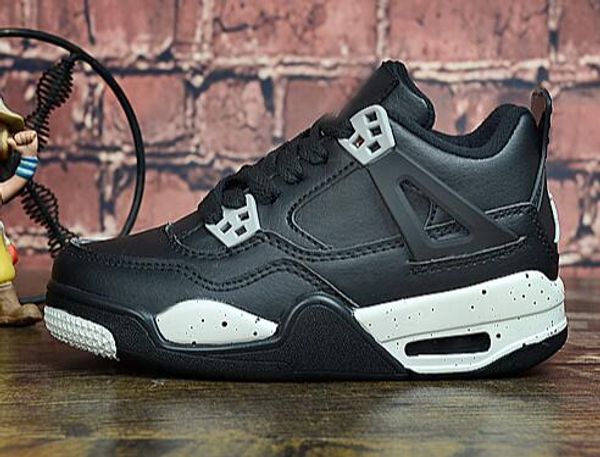 

популярные дети детская обувь кроссовки 4s чикаго gym красный розовый белый черный синий желтый красочные кроссовки обувь для детей с коробк, Black