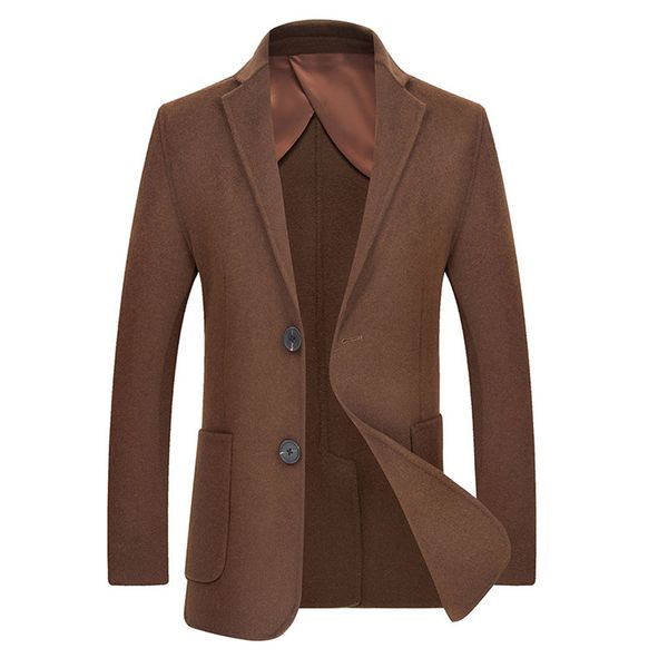 

winter jackets and coats men business casual warm overcoat men wool jackets long slim button fashion coats clothes abrigo, Black