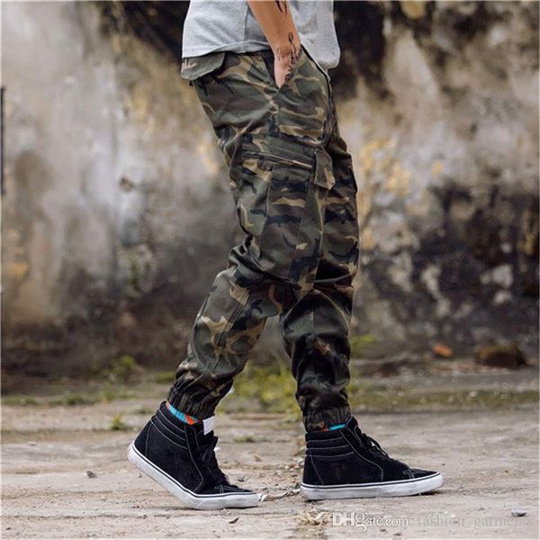 

new arrival mens pants fashion camouflage jogging pants womens zipper overalls beam foot trousers irregular joggers pants, Black