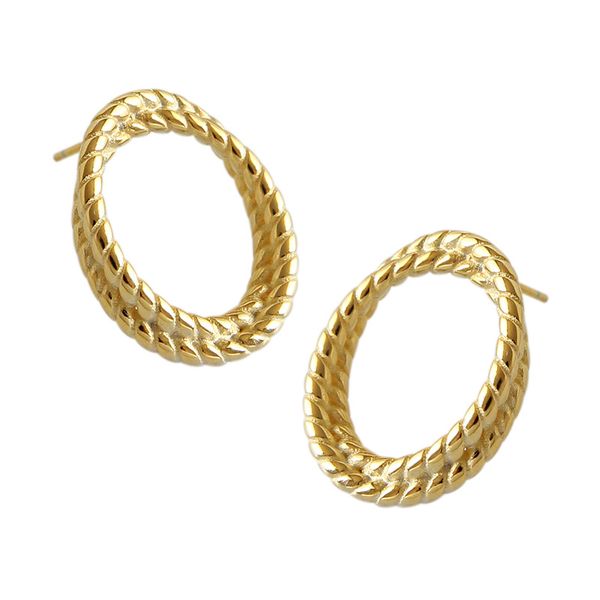 

party simple twisted circles 925 sterling silver stud earrings, Golden;silver