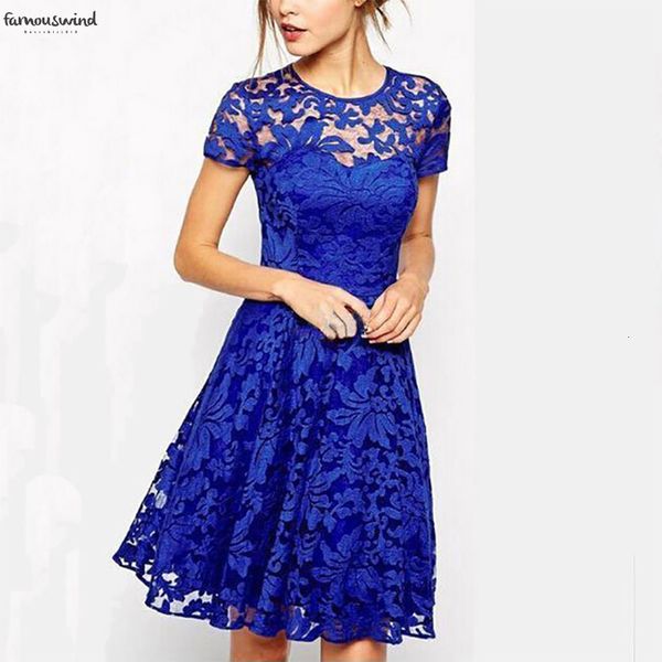 

lace patchwork hollow dresses printed elegant women o neck female dress solid short sleeve breathable party dress fashion a line, Black;gray