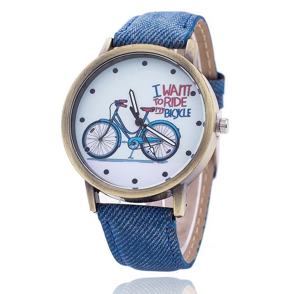 

2019 fashion brand quartz watches bicycle pattern cartoon watch women casual vintage leather girls kids wrist watches for women, Slivery;brown