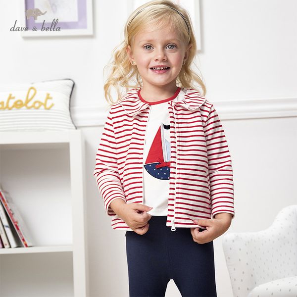 

dbs12540-1 dave bella spring baby girls cute striped pockets zipper coat children fashion infant toddler outerwear, Blue;gray