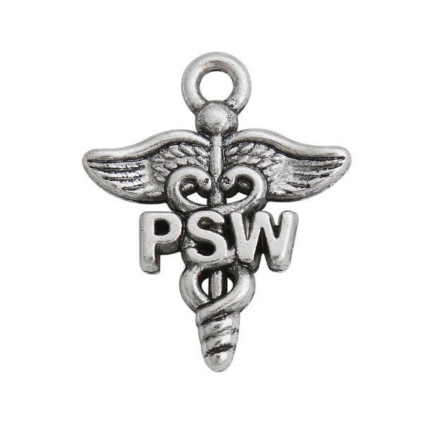 

wholesale fashion antique silver plated dangling alloy personal support worker charms medical psw charms 19*23mm 100pcs aac1553, Bronze;silver