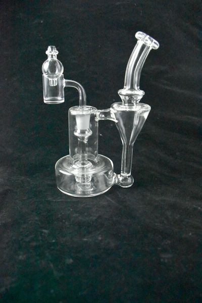 Glasbong Heady Wasserpfeife Recycler Dab Rig Perc Bohrinseln mit 14,5 mm Schüssel Bubbler Cyclone Beaker