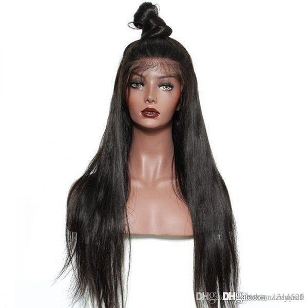 

remy hair индийский фронт человеческих волос парики для женщин волосы прямой парик с натуральной волос full end + парик нетто, Black;brown