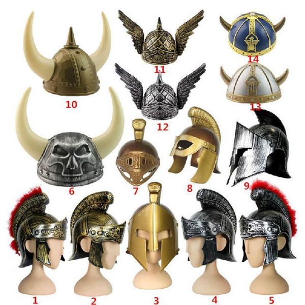 

новый смоделированный античный пластиковый шлем воина общий шлем викинга спартак римская вечеринка хэллоуин кавалер видео